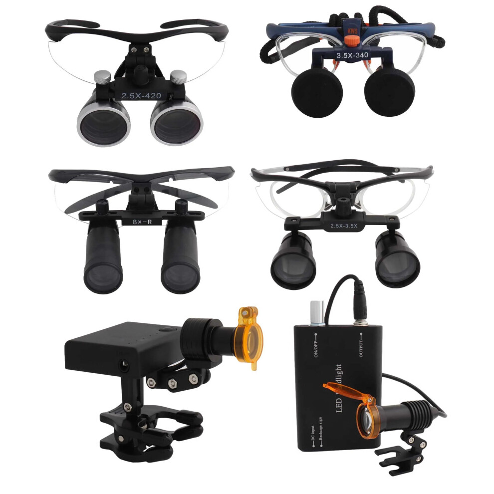 Precisie Pro Tandloupes Met Verstelbare Vergroting (2,5X-8X) En 5W Led-Hoofdlamp - Voor Tandheelkundige En Medische Professionals-image