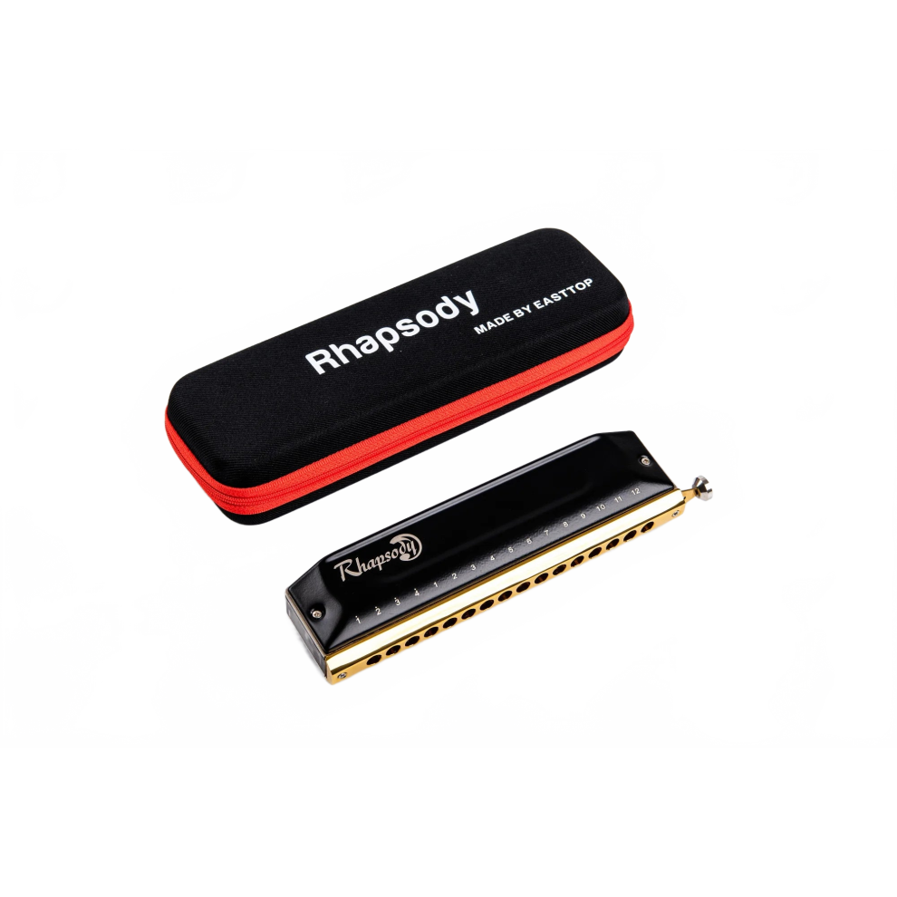 East Top Rhapsody 16-Hole Chromatic Harmonica - Professional 64-Tone C Key Mouth Organ for Adults