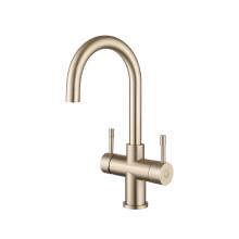 304 Brushed Gold Dual-Use Kitchen Faucet Set - Direct Drinking, Hot & Cold Water Functionality