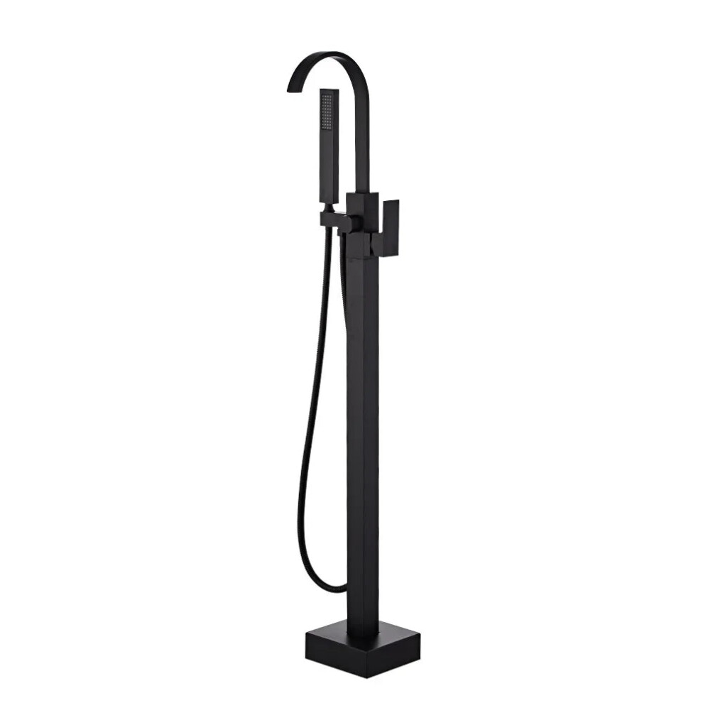 Black Sleek Matte Freestanding Bathtub Faucet With Hot And Cold Functionality