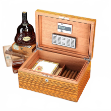 Luxury Large Capacity Cedar Wood Cigar Humidor Box with Hygrometer & Humidifier for Home Display