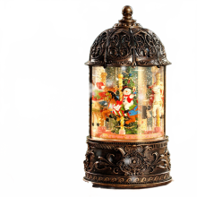 Vintage kerstcarrousel muziekdoos met oude man en boom - kristallen bol sneeuwbol, perfect cadeau voor kinderfeestje