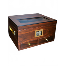 Premium Spanish Cedar Wood Cigar Box - Double Layer, Large Capacity, Airtight Rosewood Design