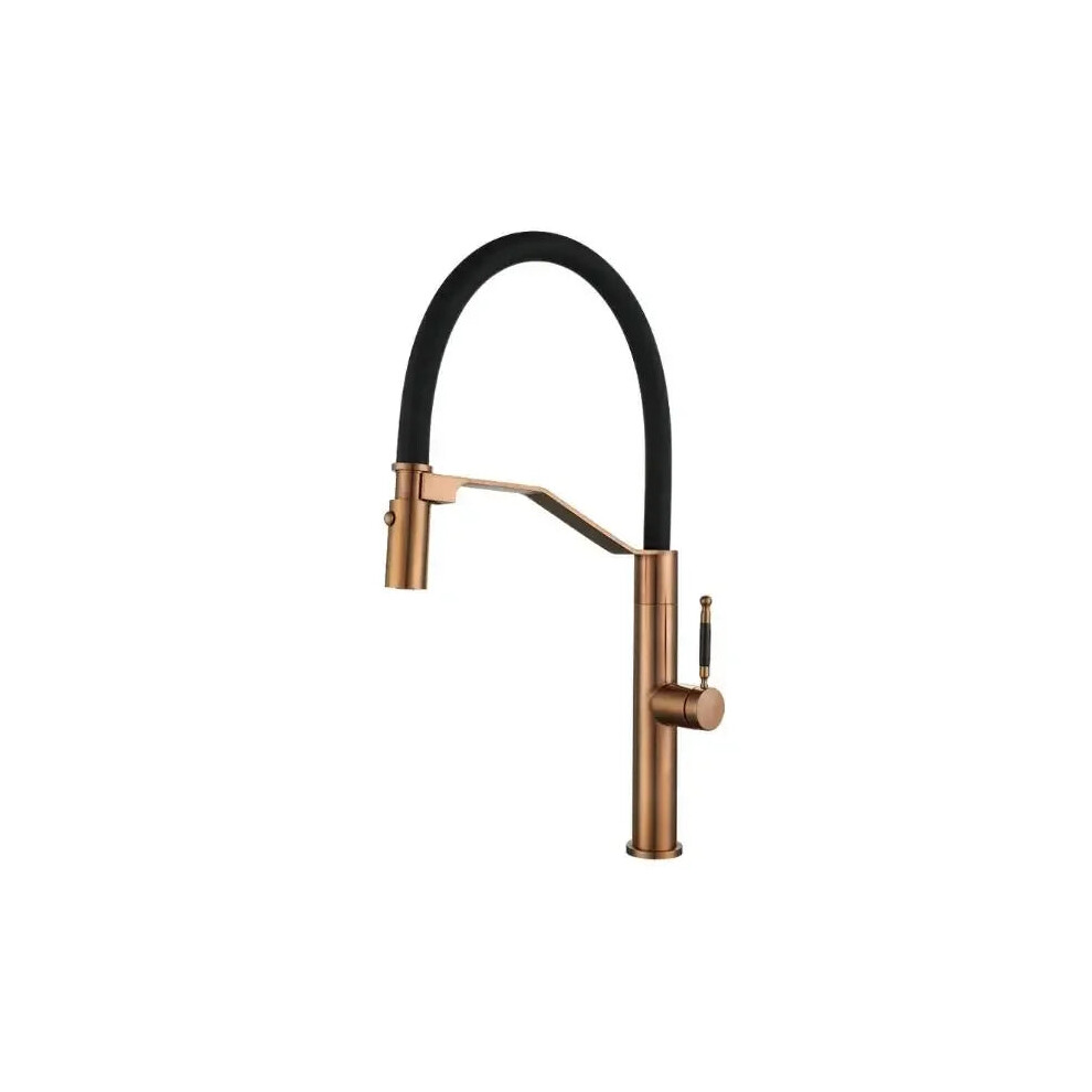 Luxury Rose Gold & Black Universal Flexible Neck Kitchen Faucet - 304 Stainless Steel Pull-Out Design-image-OPC-PHPZXNN-NEW
