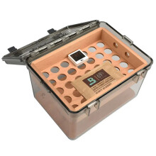 Acrylic Cigar Humidor with Cedar Wood Lining - Hygrometer & Humidifier for 20-30 Cigars