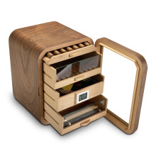 Spacious 110-Cigar Humidor with Built-in Hygrometer & Humidifier - Cedar Wood Shelving & Viewing Window - Elegant Gift Box