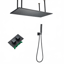 Luxuriöser LED - Thermostat - Duschhahn mit 40 - 80 cm Regenkopf & Handbrause - Deckenverdecktes Design für moderne Badezimmer