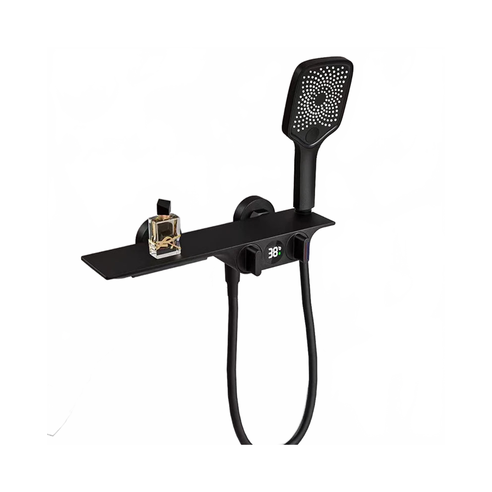 Digital Display Waterfall Brass Bathtub Faucet with Shower Mixer-image-OPC-PHPZXVQ-NEW