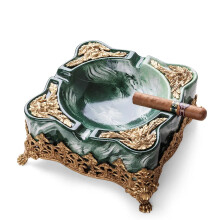 Elegant European Handmade Luxury Ashtray for Cigar Enthusiasts - Portable Outdoor & Office Decor (CLG 0089)