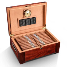 Portable Large Capacity Cigar Humidor with Natural Cedar Wood Lining, Hygrometer, and Humidifier by Cigarloong