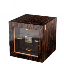 Elegant Cedar Wood Cigar Cabinet with High Gloss Finish and Three-Layer See-Through Window – Large Capacity Humidor