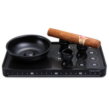 5-Piece Luxury Cigar Accessory Set: Ashtray, Cigar Holder, Drill, Plate, and Measuring Ruler in Elegant Metal Box