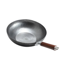 Langlebiger, antihaftbeschichteter, handgefertigter Schmiedeeisen - Wok - Induktionskompatibel, ohne Beschichtung, traditioneller chinesischer Kessel