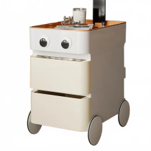 Strakke mobiele trolley nachtkastje - modern minimalistisch nachtkastje met ruime opbergruimte voor de slaapkamer