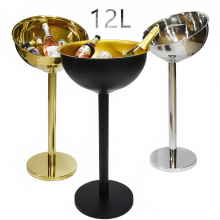 Elegant 304 Stainless Steel Champagne & Wine Ice Bucket Stand - Golden Silver Finish, Perfect for Bars & Outdoor Parties