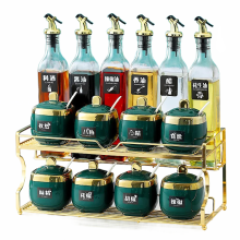 Nordisch keramisches Gewürzglas - Set mit modernen Öl - und Essigflaschen sowie Salz - und Pfefferhaltern – elegante Küchenutensilien