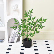 65 Cm künstliche Nandina mit drei Gabeln und grünen Blättern für DIY - Haus - und Hochzeitsdekoration