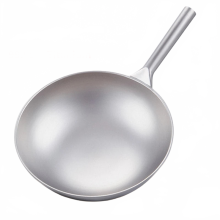 Premium unbeschichteter reiner Titan Wok - Antihaft - Rundboden - Bratpfanne für Gasherde, Geschenk, erhältlich in 32 cm & 38 cm