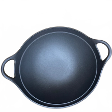 40 Cm Großer Gusseisen - Wok - Altmodisches Doppelohren - Design für Haushalts - Pfannenrühren
