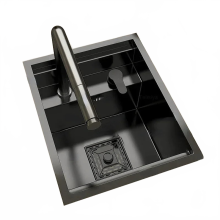 Compact Stainless Steel Kitchen & Bar Sink Kit with Folding Faucet and Drain Pipe - I for Workstations and RVs, Drop-In or Undermount Instal