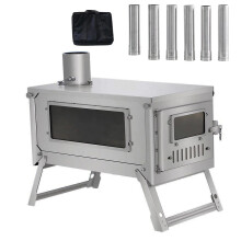 Soomloom Foldable Titanium Wood Stove with Segmental Chimney - Lightweight Outdoor Camping Essential