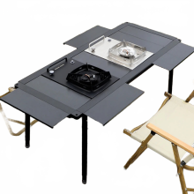 Tragbarer Camping - BBQ - Tisch aus Aluminiumlegierung mit halbautomatischer Hebefunktion - Leichtes klappbares Design für Outdoor - Abenteuer