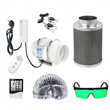 Verstelbare snelheidscentrifugaalventilator en actief koolstoffilterset voor binnenhydroponica groeibox (4-8 inch)