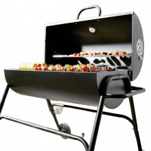 3-in-1 Draagbare Ronde Houtskool BBQ Grill & Rookoven - Dubbeldek Buiten Koken voor Kamperen & Picknicks