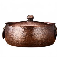 Dubbele Smaak Inductie Koper Hot Pot - Handgemaakte Pure Koper Platte Bodem Hotpot voor Thuisgebruik