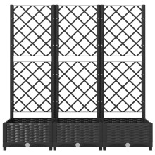 Außergewöhnlich großer Pflanzkübel für draußen mit hohem Rankgitter für Kletterpflanzen – I für Balkon & Terrasse – 120 x 40 x 121, 5 cm