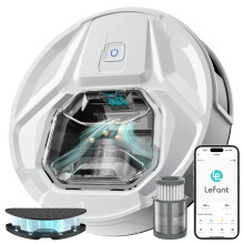 Lefant M320 Robot Vacuum Cleaner with Mop - 6000Pa Powerful Suction, Super Slim Design, Visible Dustbin, Carpet Detection, White