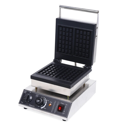 Dual-Plate 1500W Nonstick Electric Waffle Maker - 220V Commercial Grade