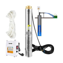 Hochleistungs - 1100 W Tiefbrunnen - Tauchpumpe mit 57 m Förderhöhe & 20 m Kabel - 230 V, 50 Hz, 190 L/Min Durchfluss, externer Steuerkasten