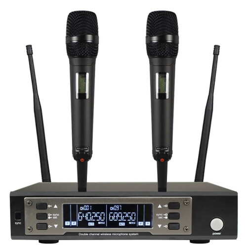 Dual Handheld Wireless Dynamic Microphone System - High-Quality Professional Audio for Live Performances
