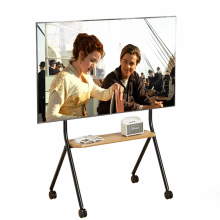 Mobile TV Stand with Wood Shelf - Easy Assembly Rolling TV Cart for 32-75 Inch TVs - Perfect for Living Room & Outdoor Use