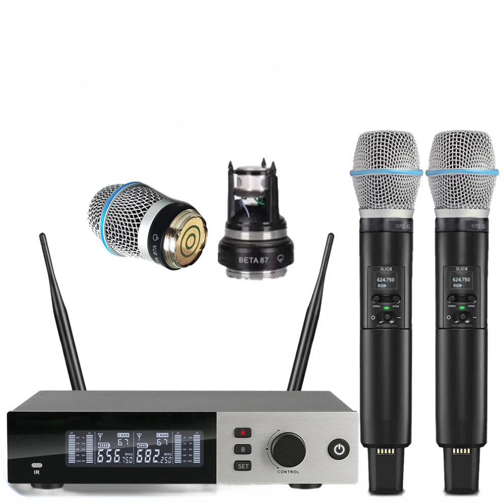 SLXD4 Beta87A Professional Wireless Condenser Microphone System - Dual Channel Metal Handheld for Stage Performance (600-699MHz)