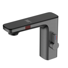 Smartes weißes Messing - Badarmatur mit LED - Temperaturanzeige – Einhebelarmatur, 1 - Loch - Design für heißes und kaltes Wasser