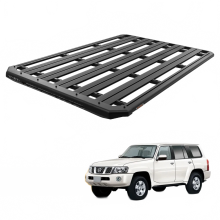 Nissan Patrol GU Y61 Aluminium Dachgepäckträger Plattform mit integrierter 28 LED Lichtleiste - San Hima Multifunktionaler Autokofferraumträger