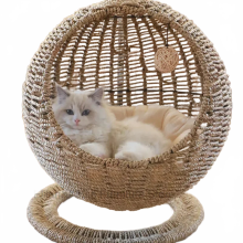 Rattan Cat Litter Mat & Hanging Basket Hammock - Semi-Enclosed, Removable, Washable Cat Bed for Kittens & Cats