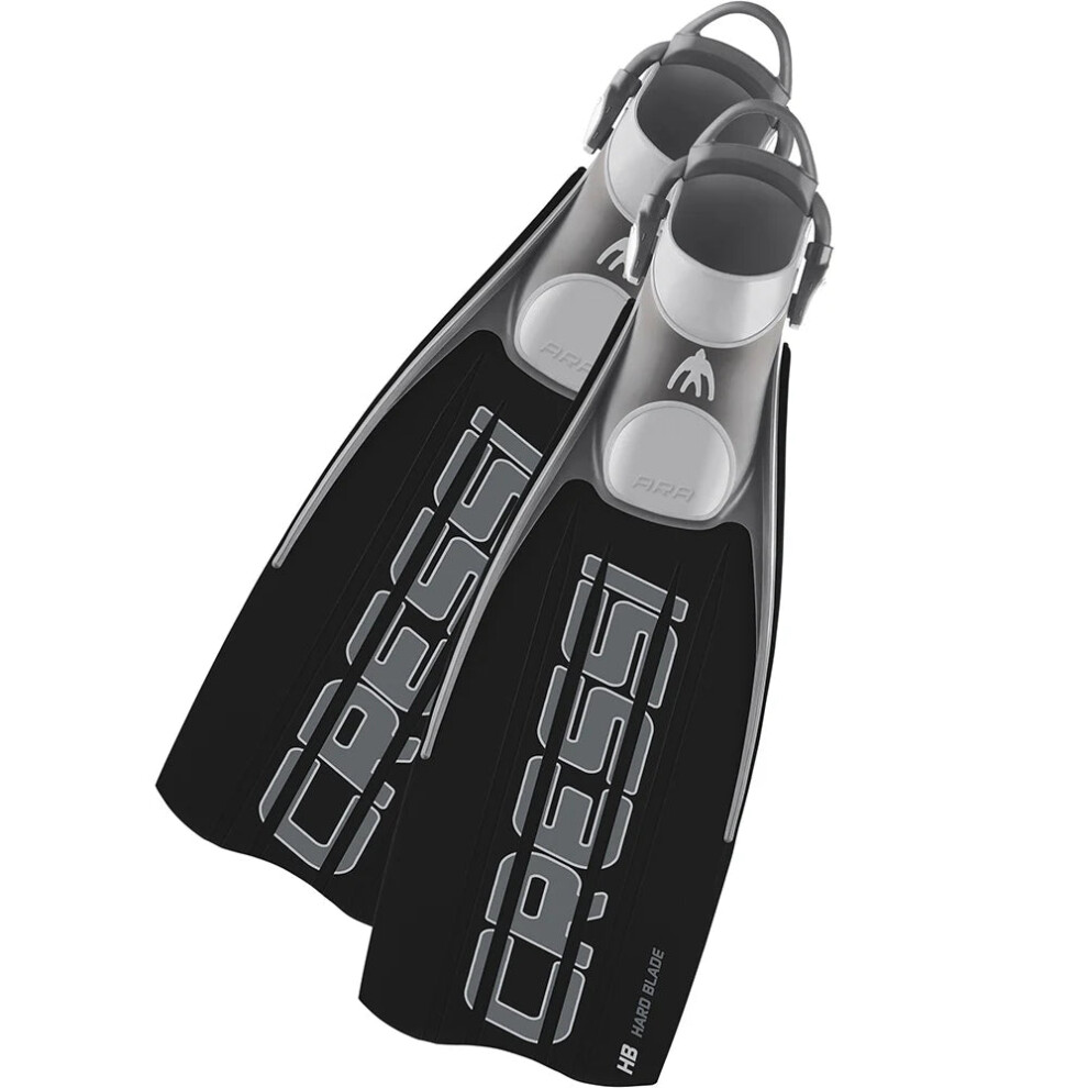 Cressi Ara EBS Adjustable Open Heel Scuba Diving Fins - Powerful Long Blade Foot Flipper with Bungee Strap