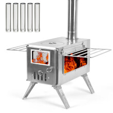Kompakter klappbarer Holzofen für Camping mit Tent Fire Window - I für Outdoor - Kochen & Zeltheizung