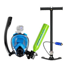 Kompakter 0, 5 L tragbarer Tauchflasche & Vollgesicht - Schnorchelmaske Set mit Pumpe - Mini - Tauch - Oxygenzylinder für die Unterwassererkundung