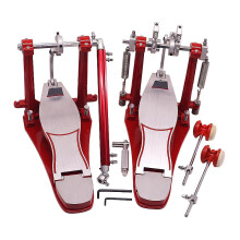 Premium Double Direct Drive Drum Pedal Set - Hoogwaardige bassdrumpedalen met dubbele kettingaandrijving in rood, blauw en zwart
