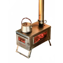 Tragbarer Titanium - Edelstahl - rauchfreier Holzofen mit Glaseinsatz - Outdoor - Camping - Secondary - Burning - Kaminheizung