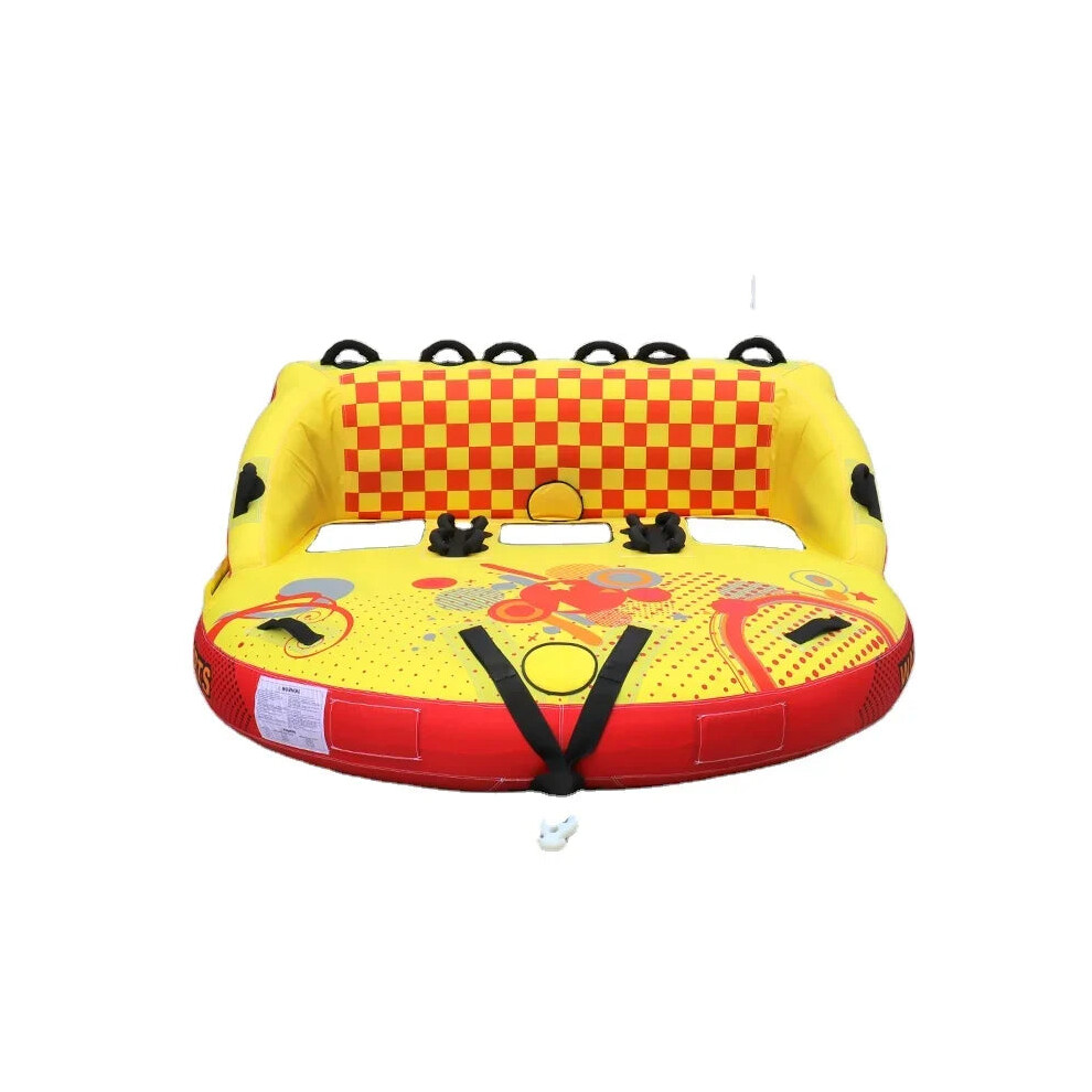 Triple Rider Heavy Duty Inflatable Towable Water Sports Tube with Reinforced 840D Nylon Cover for Boating Adventures