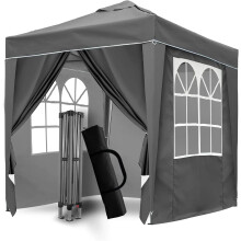Allwetter 2x2 m grauer Pop - up - Pavillon mit Gewichten – perfekt für Outdoor - Partys und Camping, vollständig wasserdicht