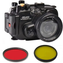 Seafrogs A6400 wasserdichtes Gehäuse für Sony A6400 – Tauchen bis zu 130 ft/40 m mit Bonus - Rot - und Gelbfiltern