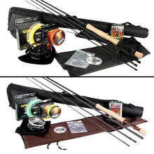 Goture Bluewater Fly Fishing Combo: 2,7 m vliegvishengel met CNC-gefreesde aluminium molen en complete lijnset (maten 5/6/7/8) met droge en