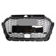 RS3 Style Front Sport Hex Mesh Honeycomb Hood Grill for Audi A3/S3 8V (2017-2020) with ACC Hole - Premium Car Accessory