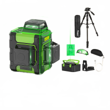 Huepar 12-Line 3D Cross Line Laser Level with Self-Leveling, Pulse Mode, Retractable Ruler, and Hard Carry Case